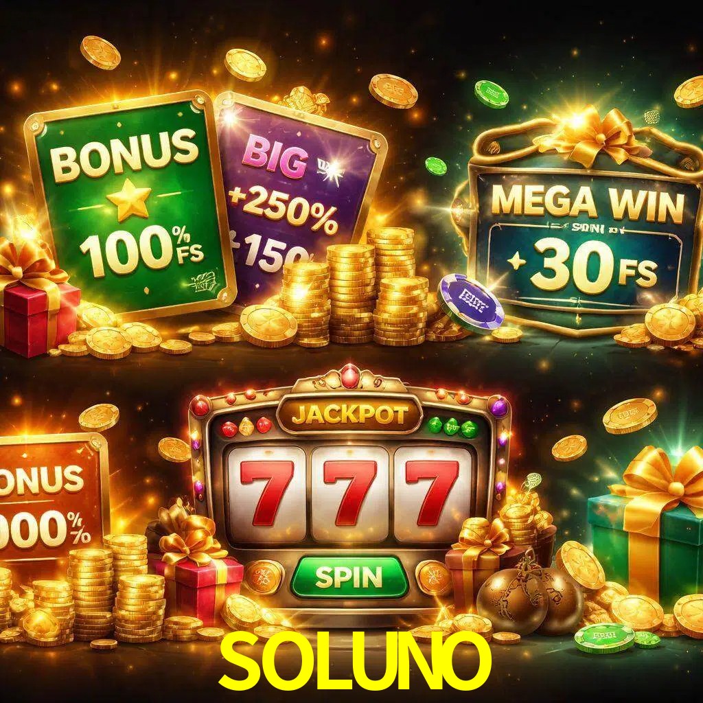 Tipos de bonos SOLUNO incluyendo recompensas de bienvenida y promociones continuas