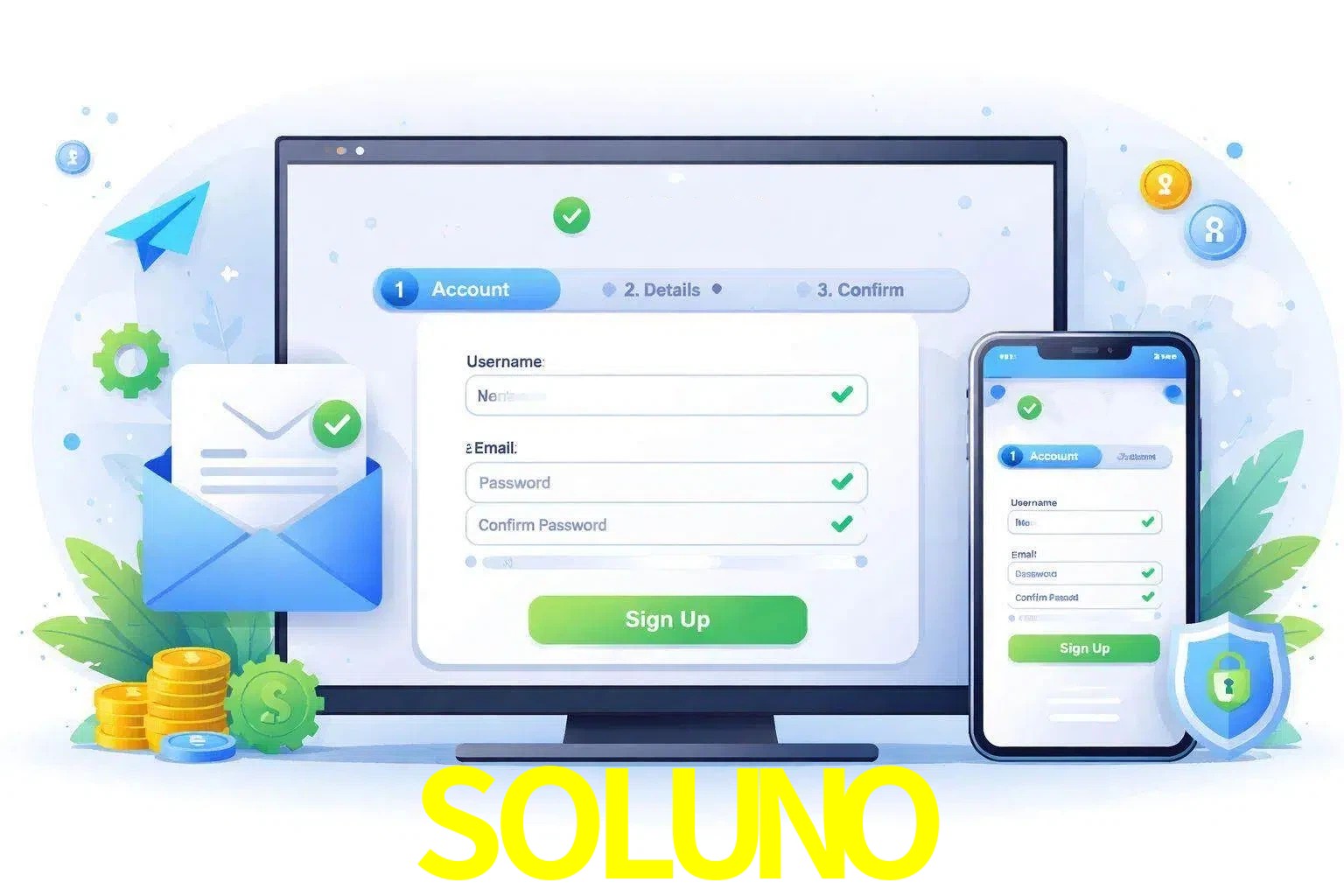 Registro de nuevo usuario y configuración de cuenta SOLUNO